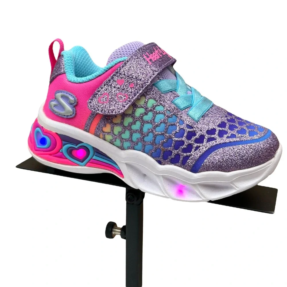 Skechers Baby Girls Slip-on Light-up Sneaker Size 6 Pink-Purple-Mult Lightweight